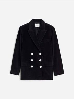 NWT ALEXA CHUNG FOR MADEWELL oversized double breasted black corduroy blazer